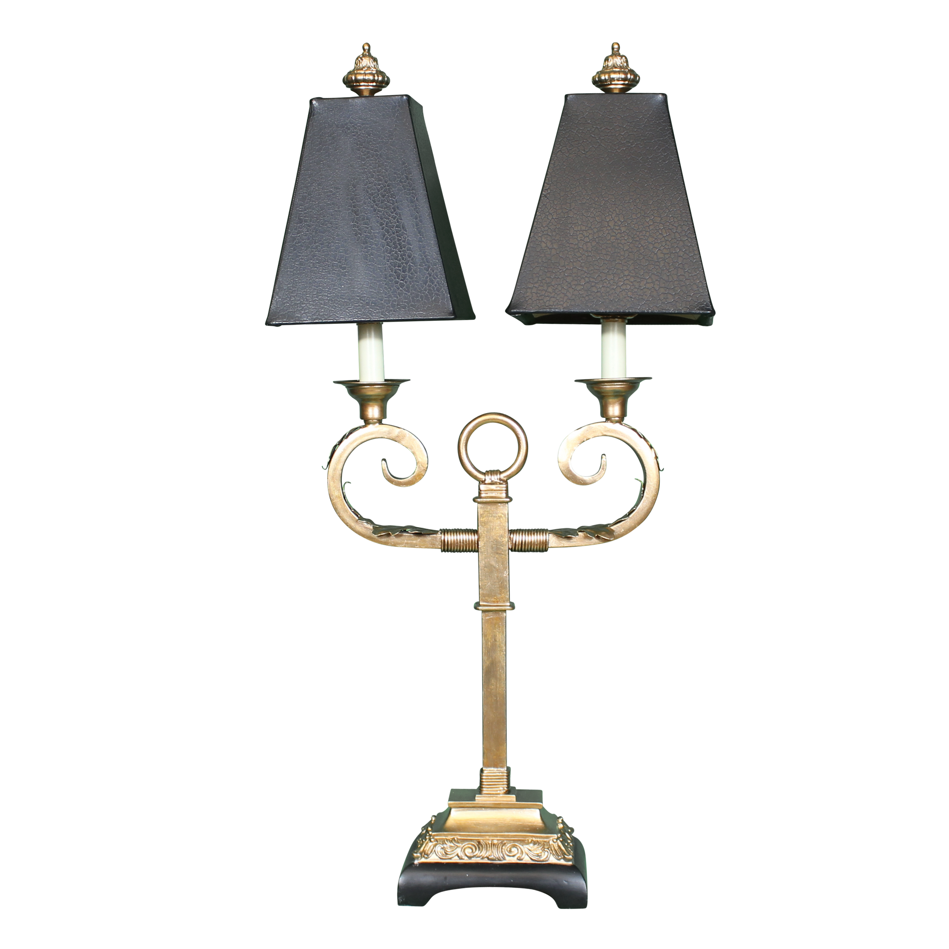 Uttermost French Scrolled Black and Gold Acanthus Leaf Two Light Table Lamp