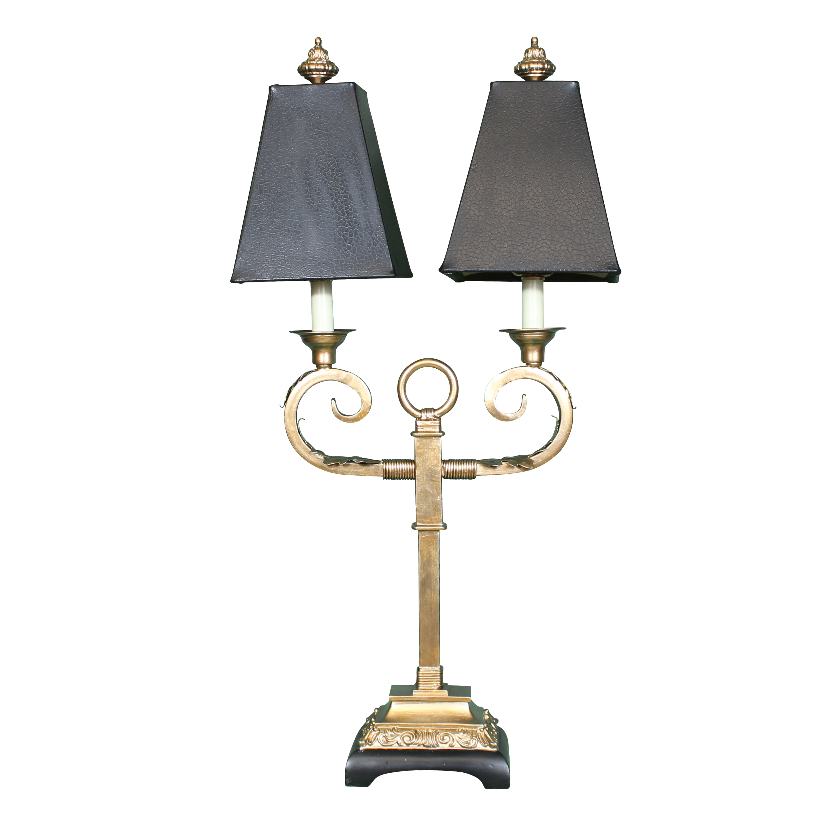Uttermost French Scrolled Black and Gold Acanthus Leaf Two Light Table Lamp