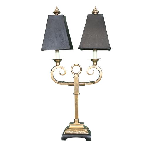 Uttermost French Scrolled Black and Gold Acanthus Leaf Two Light Table Lamp