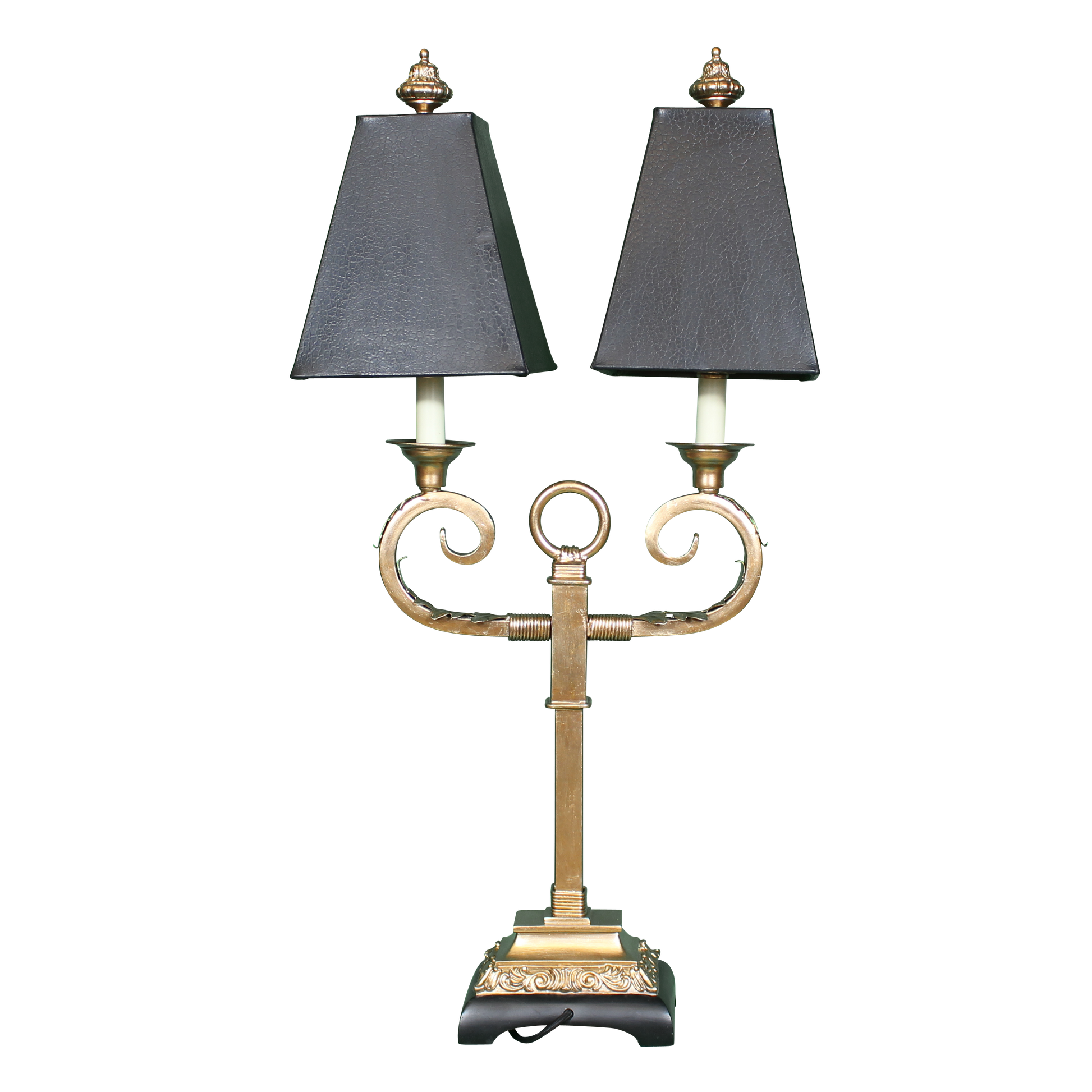 Uttermost French Scrolled Black and Gold Acanthus Leaf Two Light Table Lamp