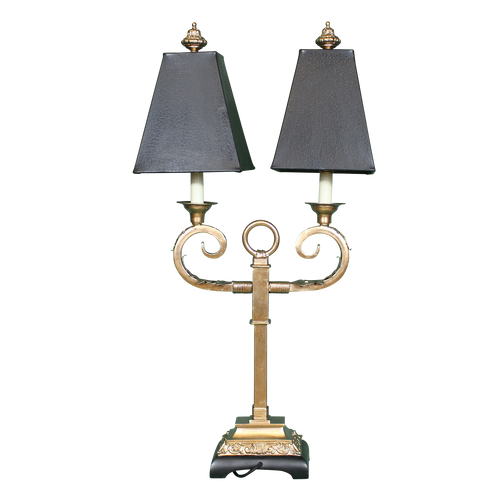 Uttermost French Scrolled Black and Gold Acanthus Leaf Two Light Table Lamp